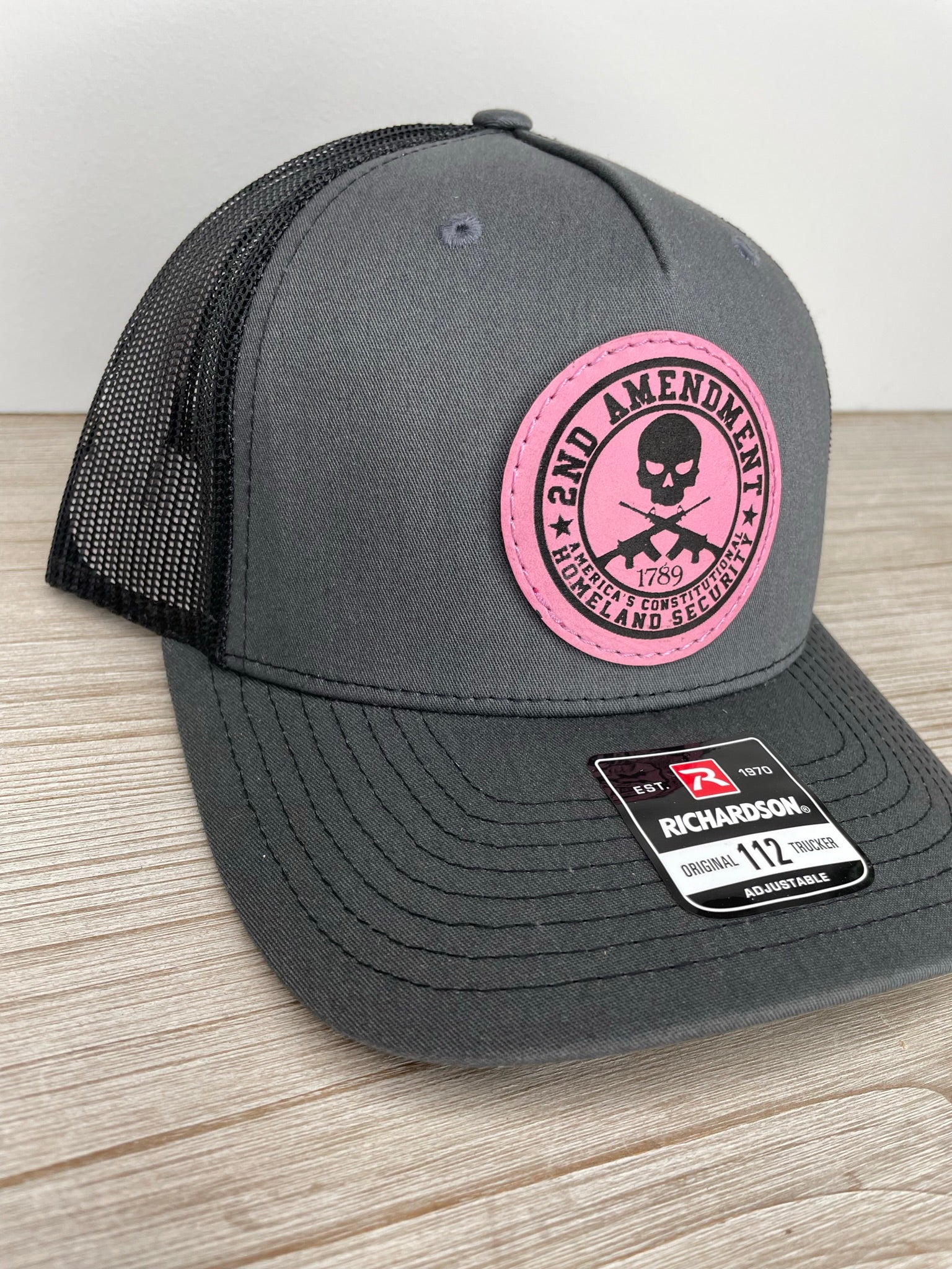 Freedom Gray with black bill and gray back Richardson hat, baseball hat, men, trucker hat, Richardson, patches, leather, gifts, cap, America, Freedom - Coastal Chaos LLC