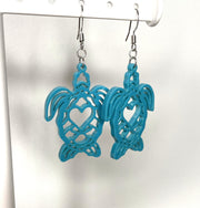 turtle earrings, dangle, florescent, aqua, teal, cute - Coastal Chaos LLC