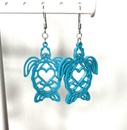 turtle earrings, dangle, florescent, aqua, teal, cute - Coastal Chaos LLC