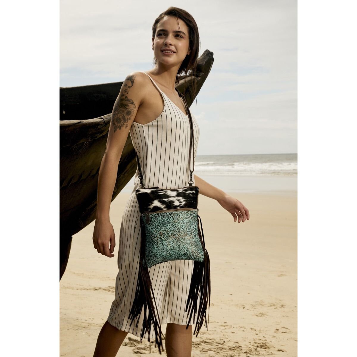 Myra Bags Flaneur Canvas & Hairon Bag, purse, women, gift, Anniversary, Birthday, Valentines Day, trendy, western - Coastal Chaos LLC