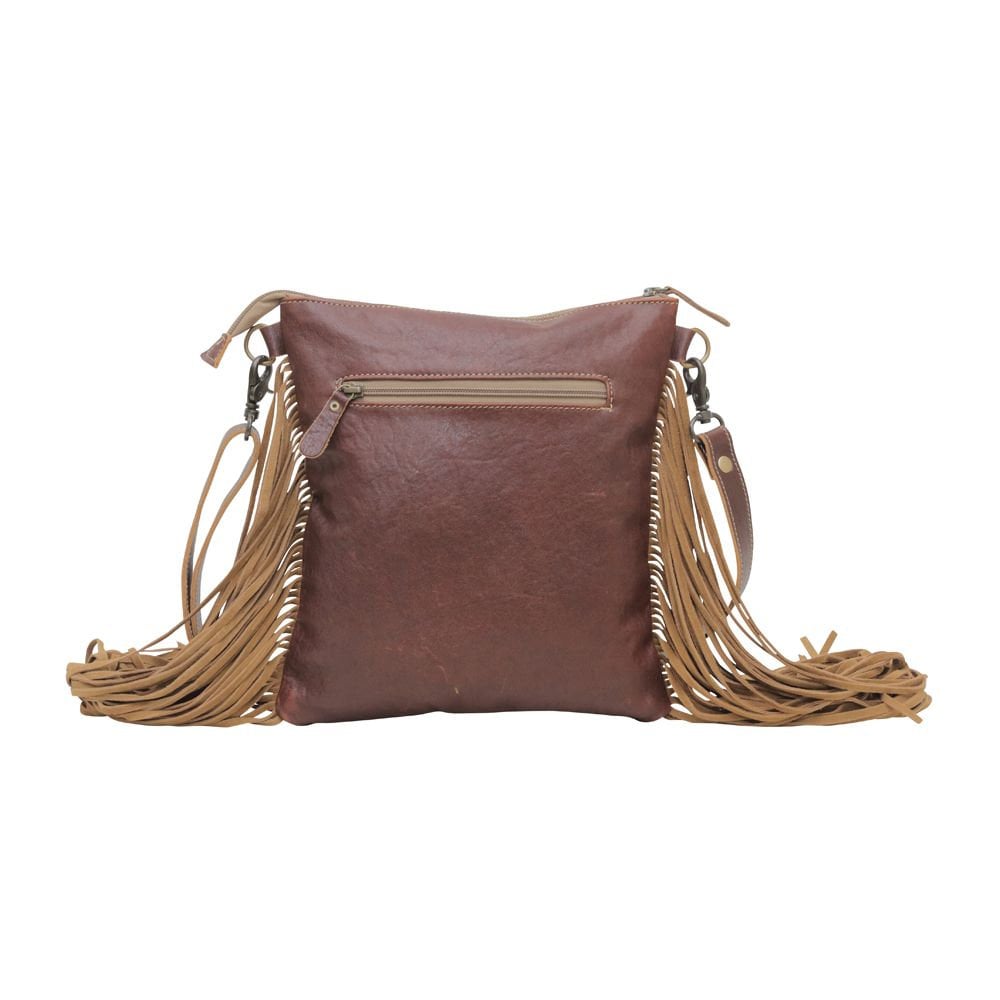 Myra Bag Caramel dash leather and hair on bag, purse, women, gift, Anniversary, Birthday, Valentines Day, trendy, western - Coastal Chaos LLC