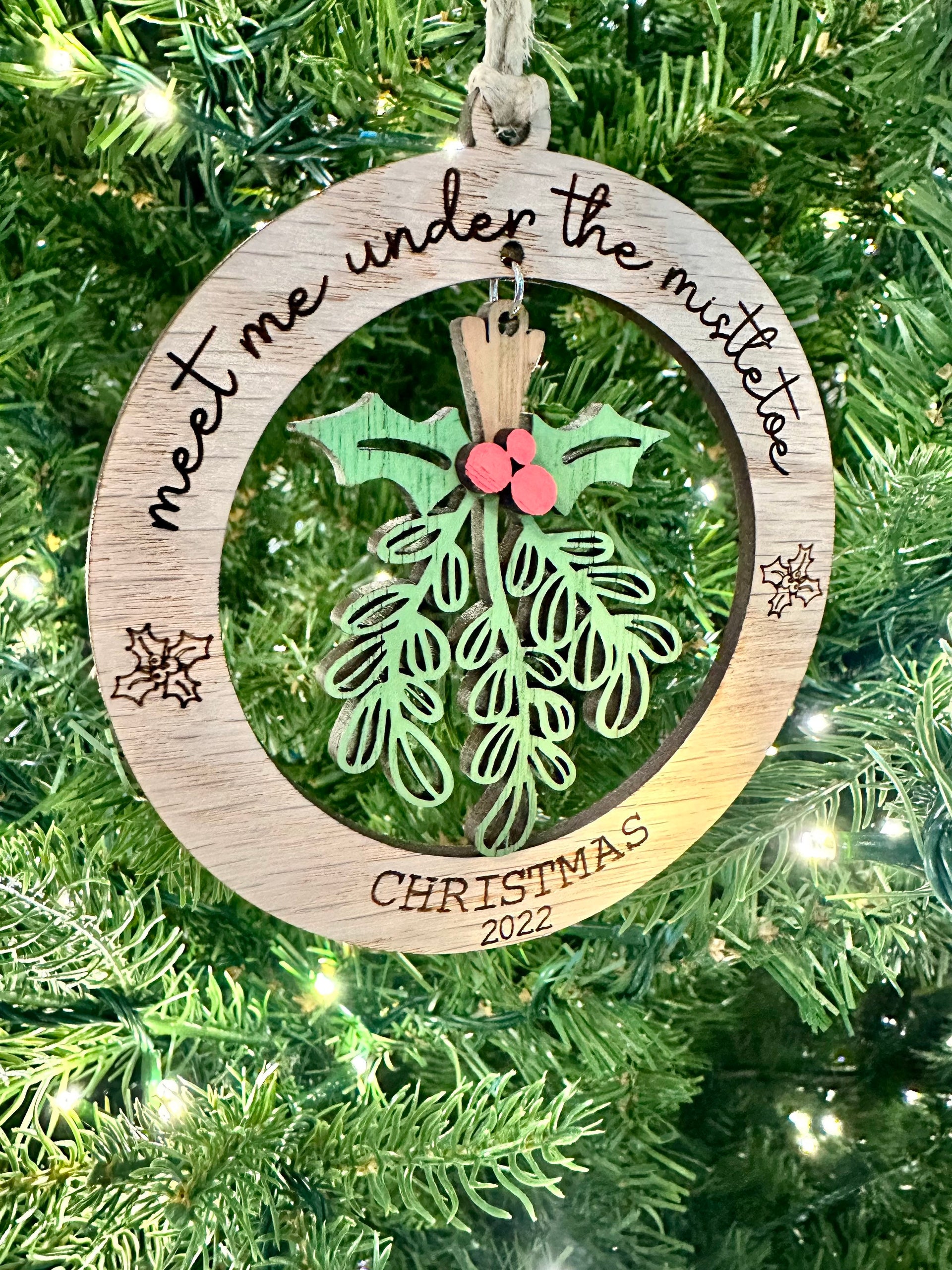 Under the mistletoe ornament, present, decor, Christmas - Coastal Chaos LLC