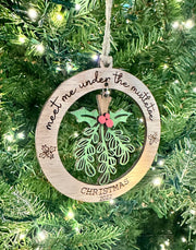 Under the mistletoe ornament, present, decor, Christmas - Coastal Chaos LLC