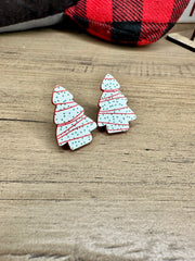 Christmas tree cake acrylic dangle & stud Earrings - Coastal Chaos LLC