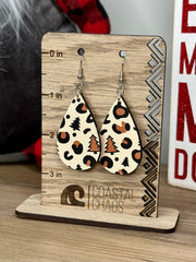 Christmas and leopard print acrylic dangle & stud Earrings, Christmas present, sexy, earrings, sassy, fun, womens gift - Coastal Chaos LLC