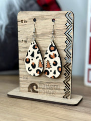 Christmas and leopard print acrylic dangle & stud Earrings, Christmas present, sexy, earrings, sassy, fun, womens gift - Coastal Chaos LLC