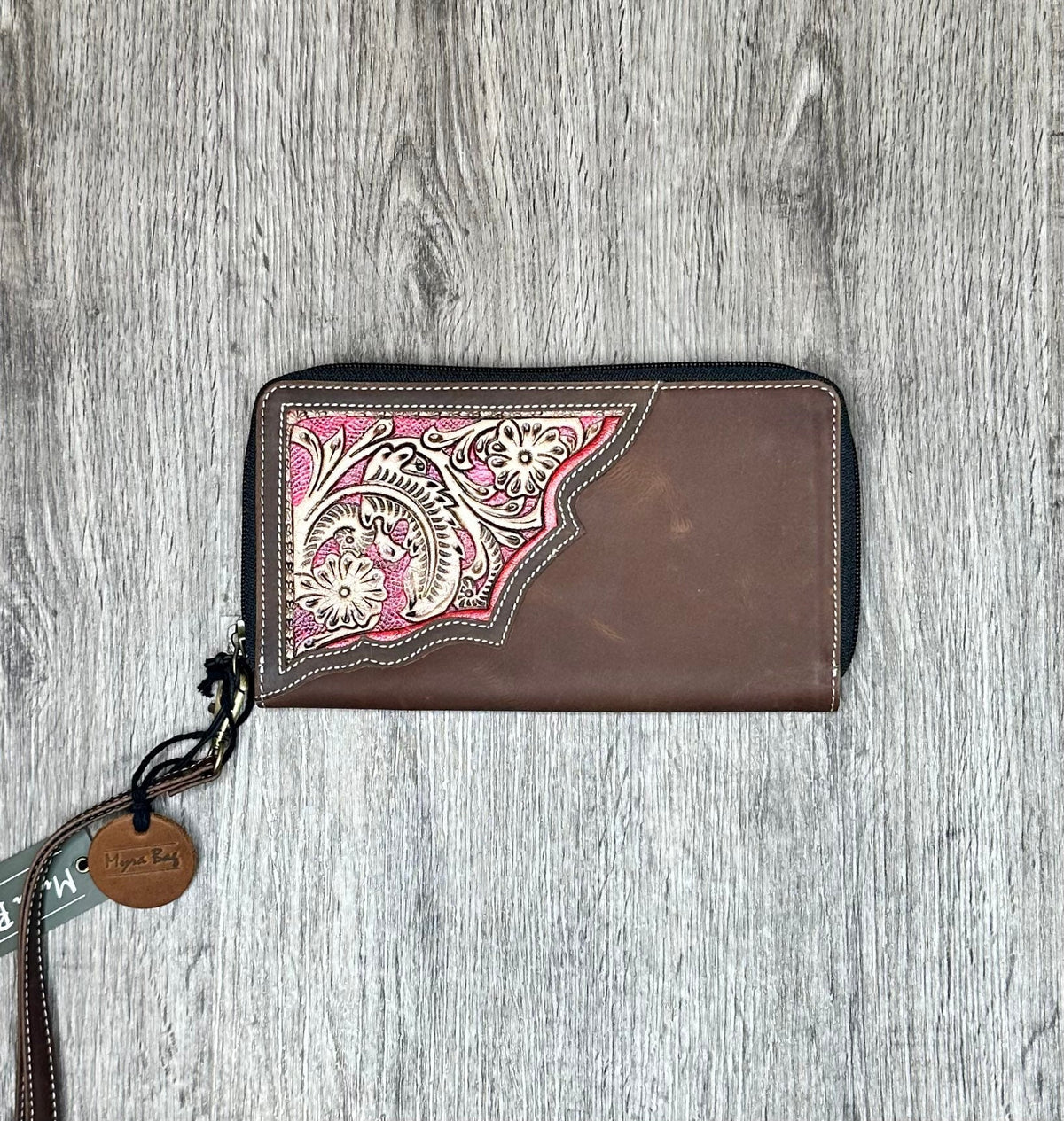 Myra Bag glide wallet, cow hide, western, rustic wallet - Coastal Chaos LLC