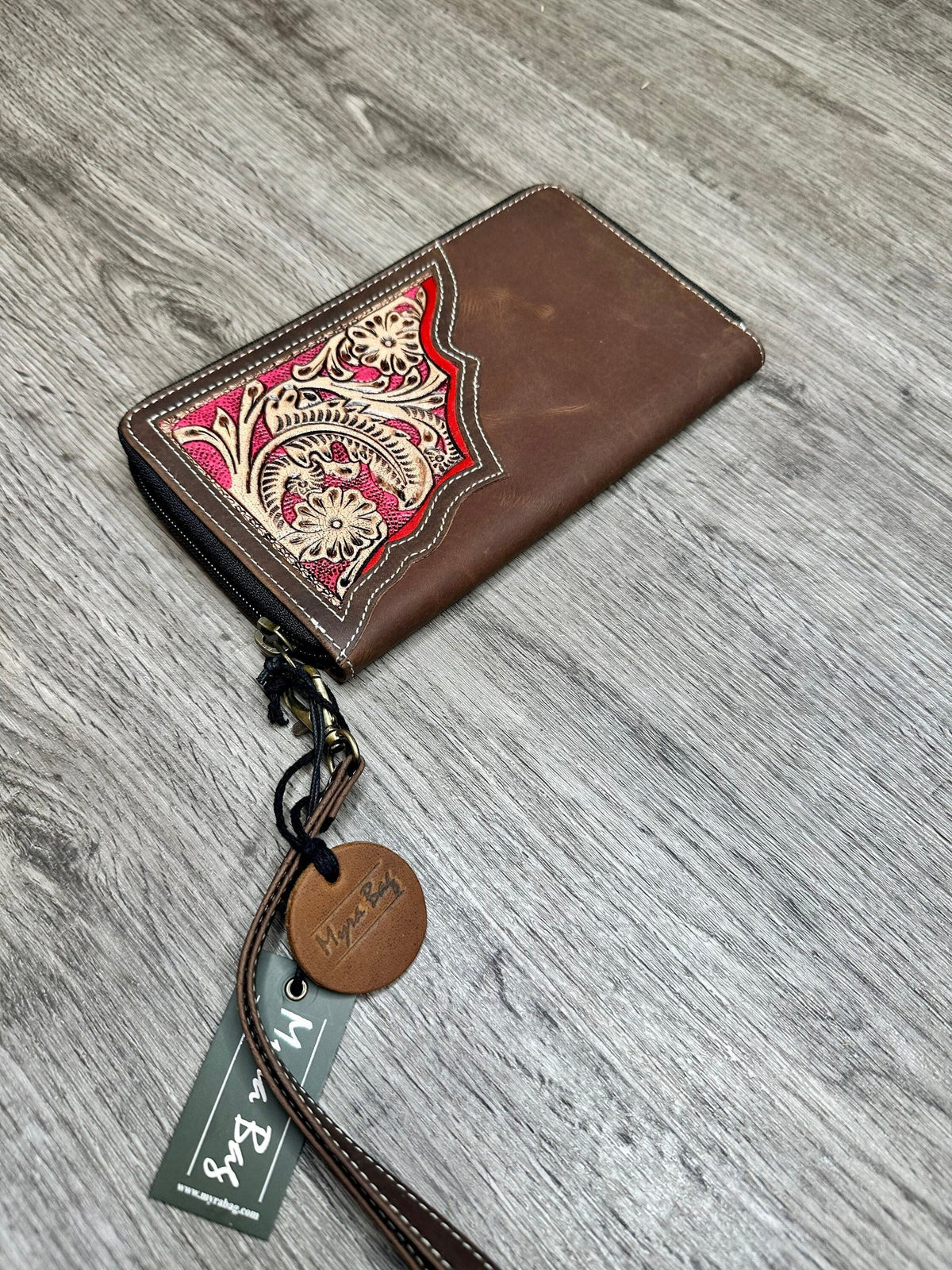 Myra Bag glide wallet, cow hide, western, rustic wallet - Coastal Chaos LLC