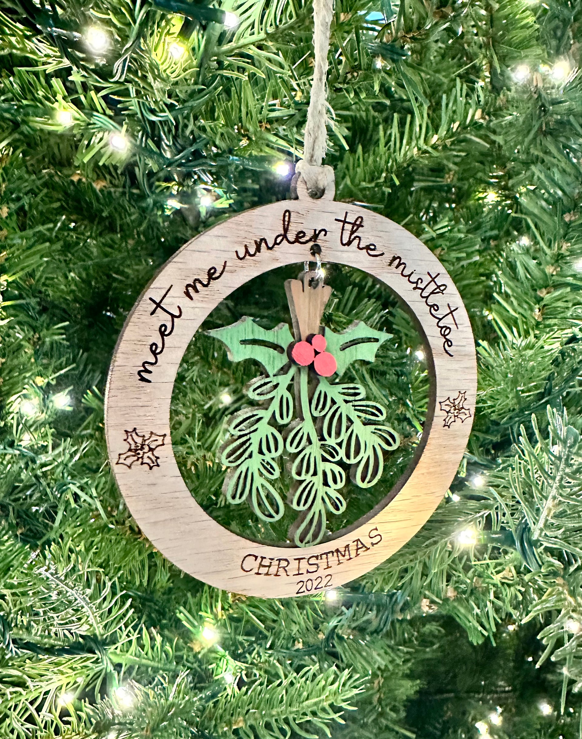 Meet me under the mistletoe ornament, Personalized - Coastal Chaos LLC